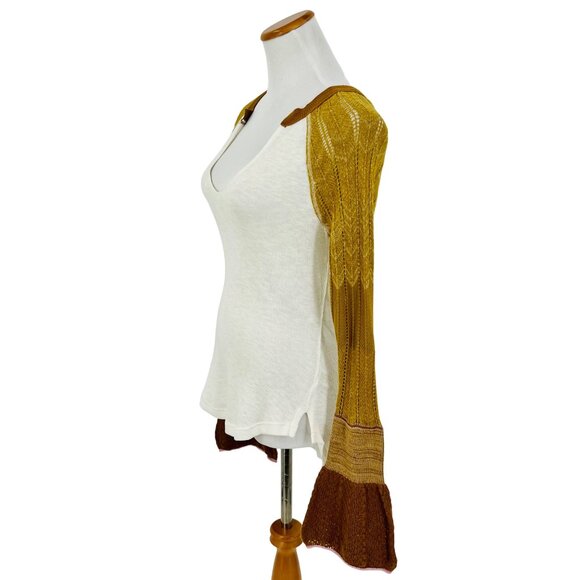 Free People x We The Free Retro Long Bell Sleeve Knit Thermal Top - Picture 8 of 12